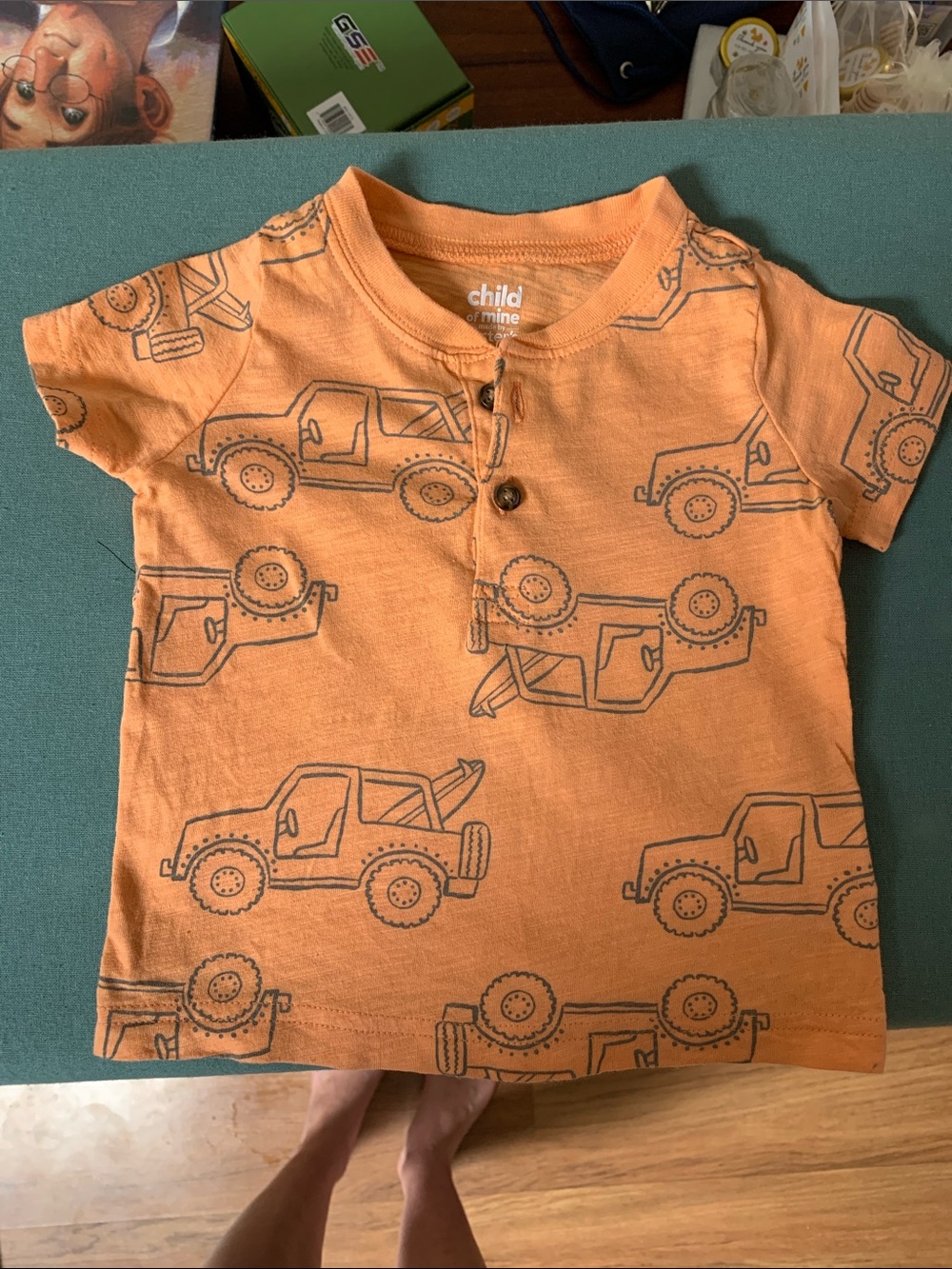 Carter’s Child of Mine Orange Surf Jeep Print Baby Tee